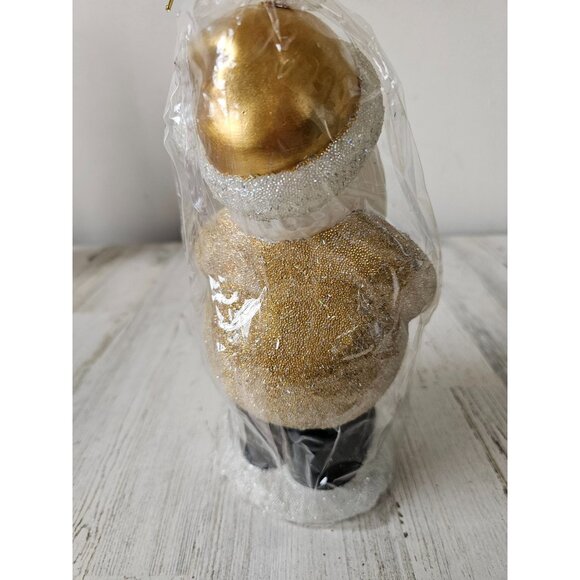 Pottery Barn beaded Santa candle unique large gold decor Xmas - Picture 4 of 9